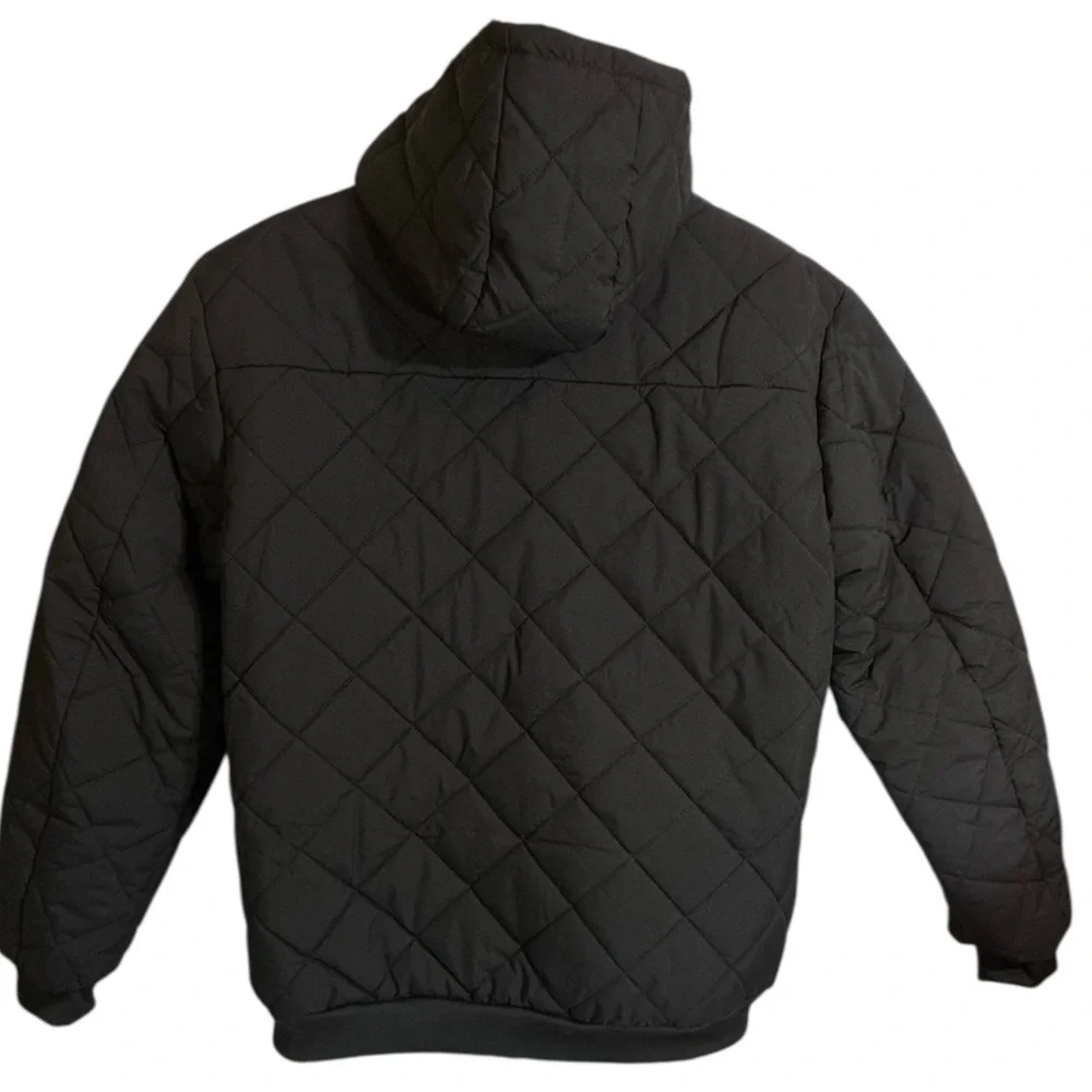 Mens Puffer Coat Jacket Size XLarge Fits Like Large Hooded Full Zip Lined Winter
